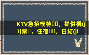 KTV急招模特，提供機(jī)票，住宿，日結(jié)
